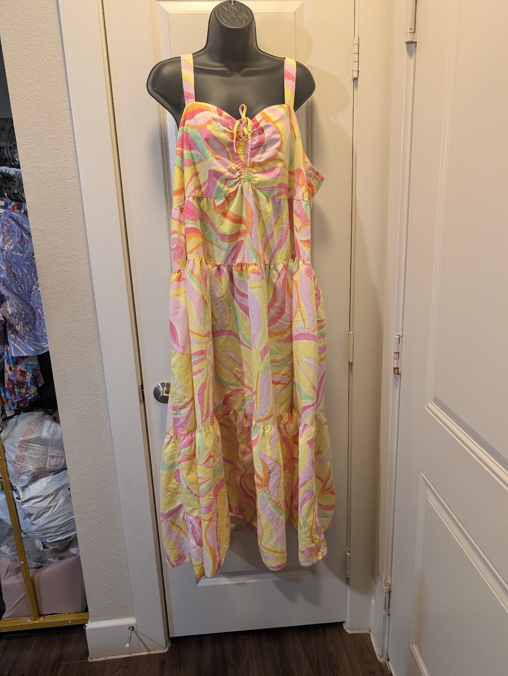 Yellow-Pink-Green-Orange Plus Babydoll Terra & Sky Maxi